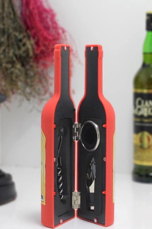 Şişe Tirbuşon Seti Küçük Kırmızı Alk2627