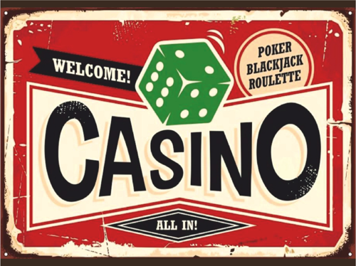 Casino Temalı Retro Ahşap Poster Tablo | Poker & Blackjack Vintage Dekor