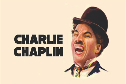 Charlie Chaplin Silüet Tasarım Ahşap Zemin Retro MDF Tablo