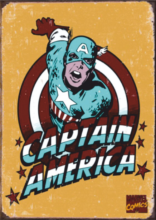 Captain America Marvel Çizgi Roman Temalı Ahşap Retro Poster Tablo