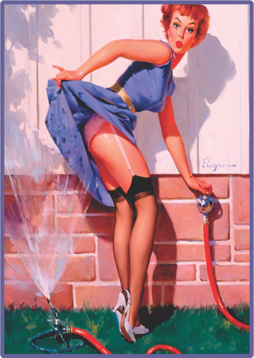 Bahçe Temalı Retro Kadın Figürlü Ahşap Tablo