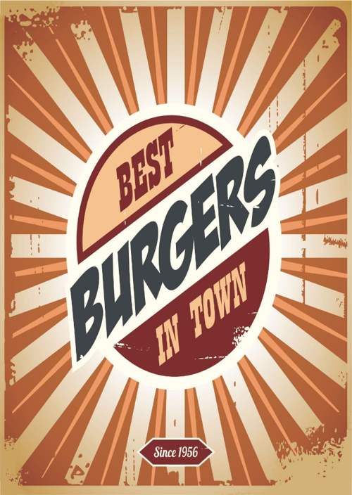 Best Burgers Retro Poster | Ahşap Duvar Tablosu 1956 Temalı
