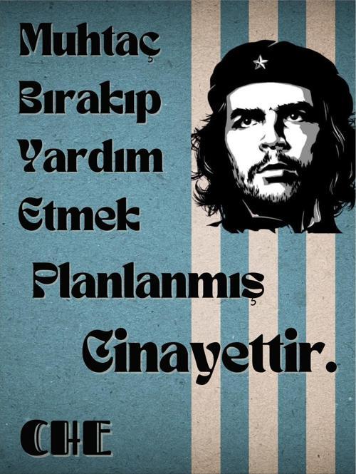 Che Guevara Sözlü Dekoratif Ahşap Tablo