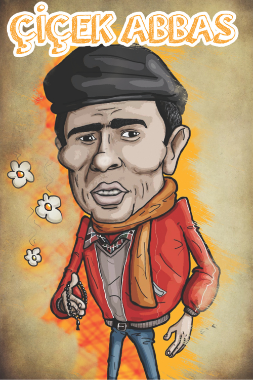 Çiçek Abbas Karikatür Tasarımlı Retro Ahşap Tablo 