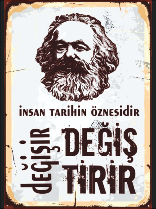 Karl Marx Temalı Retro Ahşap Poster Tablo | Değişim ve Felsefe Dekoru