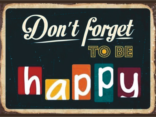 Don't Forget to Be Happy Retro Ahşap Poster Tablo | Renkli Motivasyon Dekoru