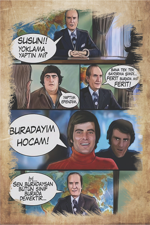 Hababam Sınıfı Buradayım Hocam Replikli Ahşap Retro Tablo – Yeşilçam Klasikleri