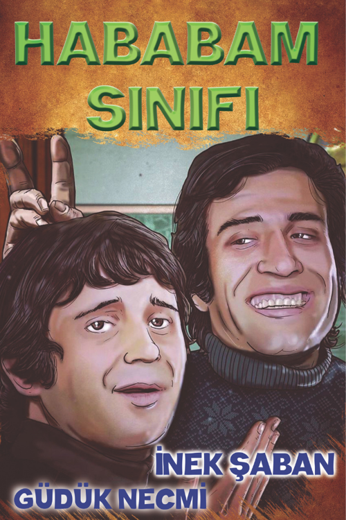 Hababam Sınıfı Retro Ahşap Tablo – İnek Şaban ve Güdük Necmi Mizahi Nostalji Tasarımı