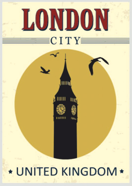 London City Big Ben Temalı Ahşap Retro Poster Tablo