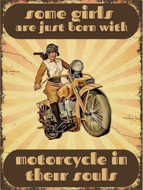 Kadın Motosikletçiler İçin Retro Dekoratif Ahşap Tablo