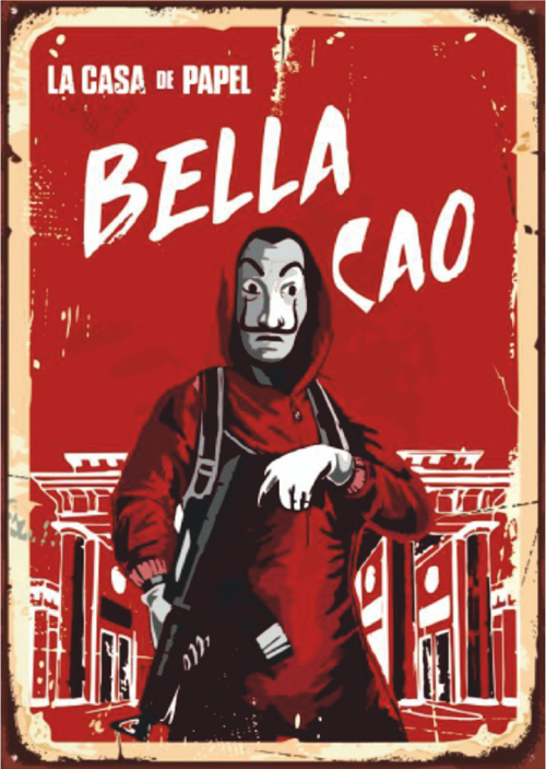 La Casa de Papel Bella Ciao Temalı Ahşap Retro Poster Tablo