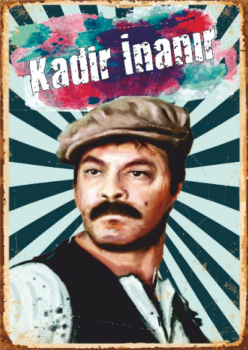 Kadir İnanır Portre Temalı Yeşilçam Ahşap Retro Poster Tablo