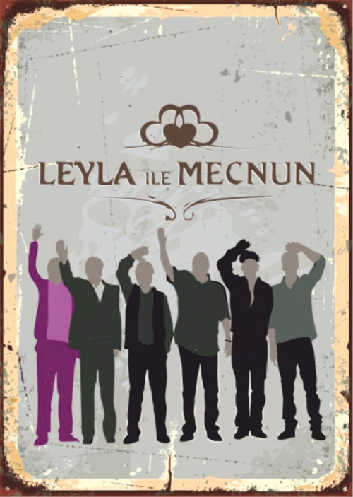 Leyla ile Mecnun Selam Veren Kadro Temalı Ahşap Retro Poster Tablo