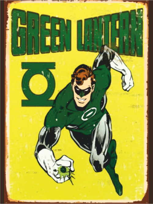 Green Lantern Temalı Retro Ahşap Poster Tablo | DC Comics Çizgi Roman Dekoru