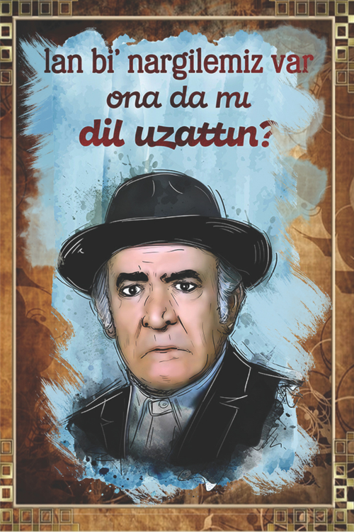 Lan Bi' Nargilemiz Var – Retro Mizahi Ahşap Tablo | Sert Replikli Tasarım