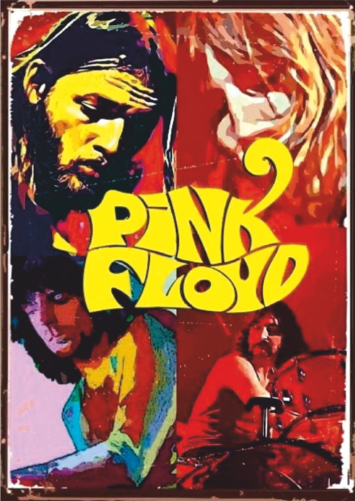 Pink Floyd Retro Ahşap Tablo - Psychedelic Rock Grubu Poster Tasarımı