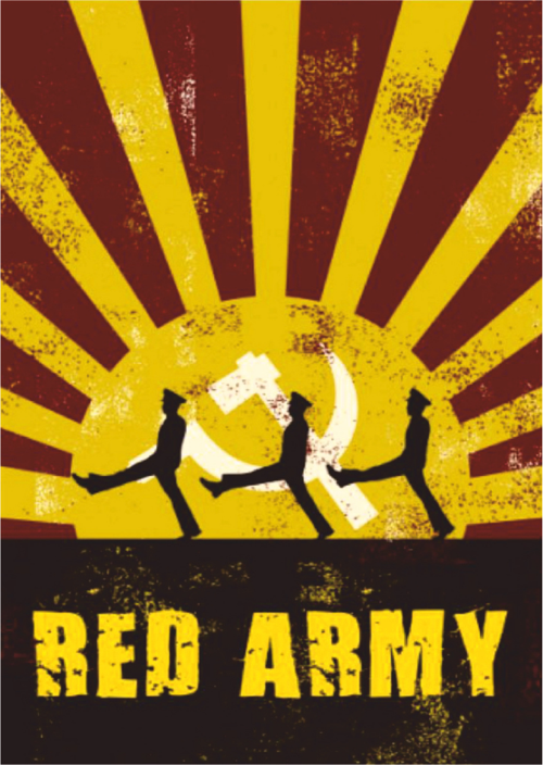 Red Army Retro Ahşap Tablo - Sovyet Temalı Propaganda Poster Tasarımı