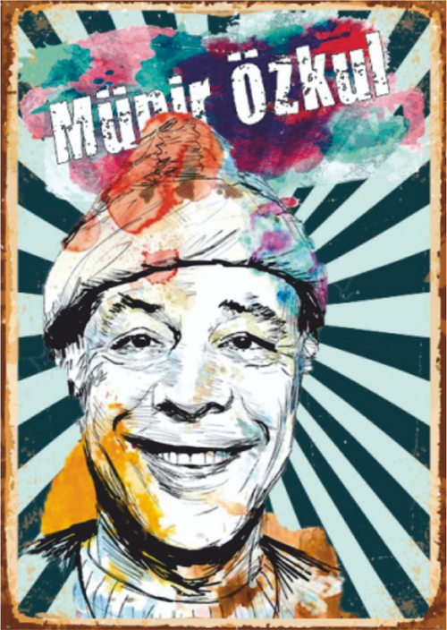 Münir Özkul Portresi Temalı Ahşap Retro Türk Sineması Poster Tablo