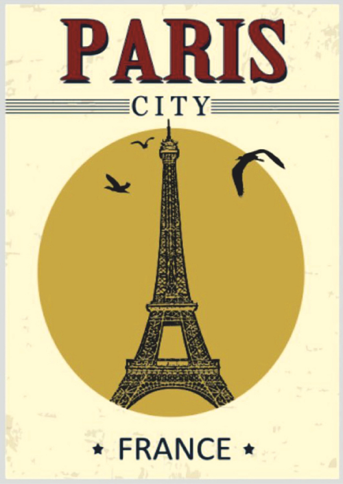 Paris Eyfel Kulesi Retro Ahşap Tablo - Nostaljik Şehir Posteri
