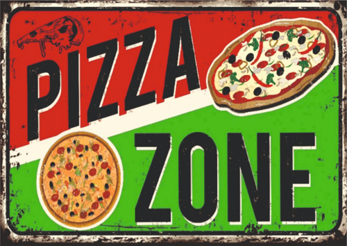 Pizza Zone Retro Ahşap Tablo - İtalyan Temalı Nostaljik Tasarım