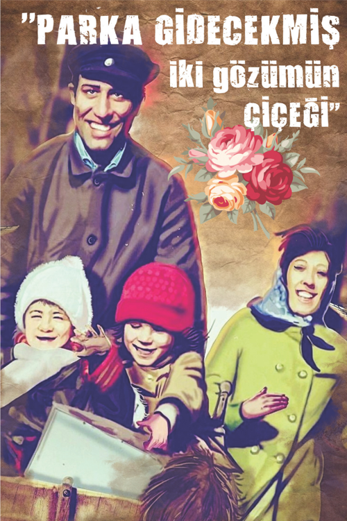 Parka Gidecekmiş İki Gözümün Çiçeği – Retro Aile Temalı Ahşap Tablo