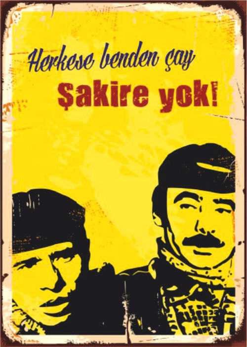 Şakire Yok! Çay Repliği Retro Ahşap Tablo - Yeşilçam Temalı Mizahi Tasarım