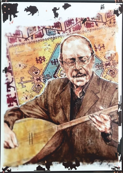 Neşet Ertaş Portresi Temalı Ahşap Retro Türk Halk Müziği Poster Tablo