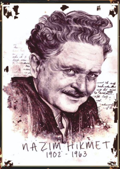 Nâzım Hikmet Portresi Temalı Ahşap Retro Şair ve Edebiyat Posteri