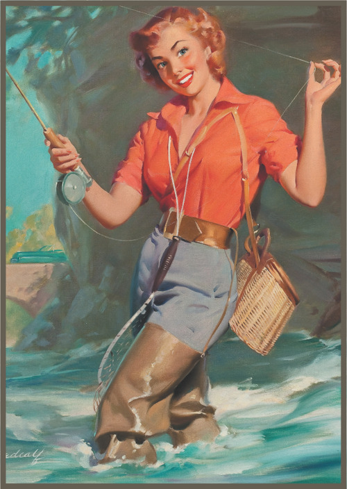 Retro Balıkçı Kadın Figürlü Ahşap Tablo