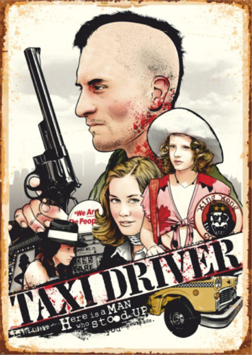 Taxi Driver Retro Ahşap Tablo - Travis Bickle ve Kült Film Temalı Tasarım