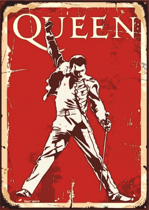 Queen Retro Ahşap Tablo - Freddie Mercury Poster Tasarımı