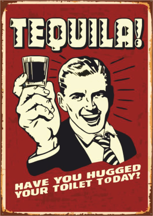 Tequila! Retro Mizahi Ahşap Tablo - Bar Temalı Esprili İçki Afişi