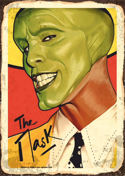 The Mask Film Temalı Jim Carrey Portreli Ahşap Retro Poster Tablo