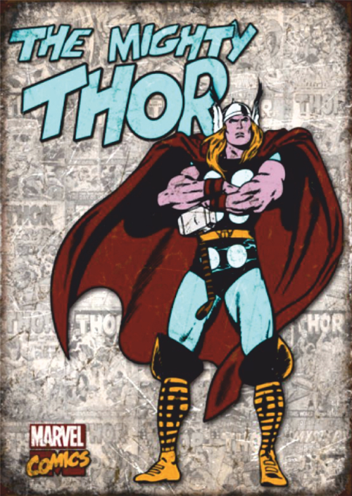 The Mighty Thor Marvel Temalı Ahşap Retro Çizgi Roman Poster Tablo
