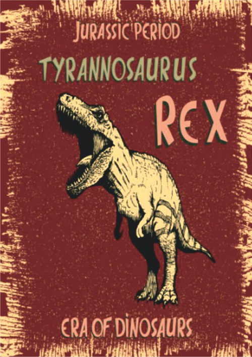 Tyrannosaurus Rex Dinozor Temalı Ahşap Retro Poster Tablo