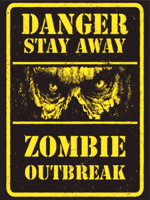Zombie Outbreak Uyarı Temalı Retro Ahşap Poster Tablo | Vintage Korku Dekoru