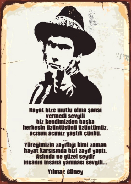 Yılmaz Güney Sözlü Retro Ahşap Tablo – Hayat ve Sevgili Temalı Duygusal Tasarım