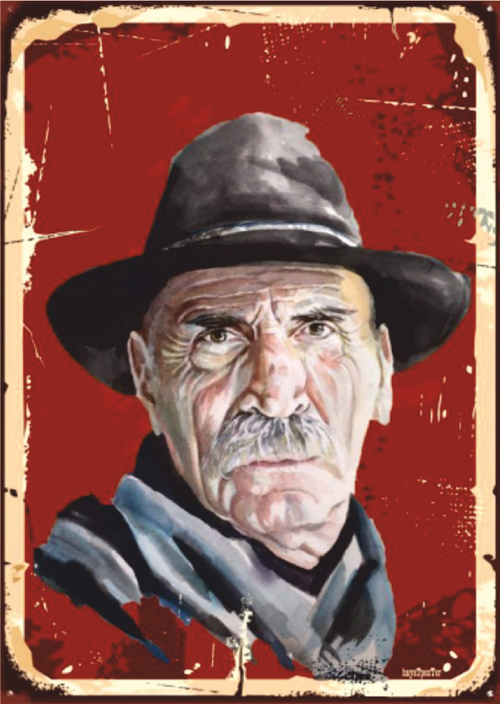 Yeşilçam Karakter Portresi Retro Ahşap Tablo – Anadolu'nun Sessiz Kahramanı Temalı Tasarım