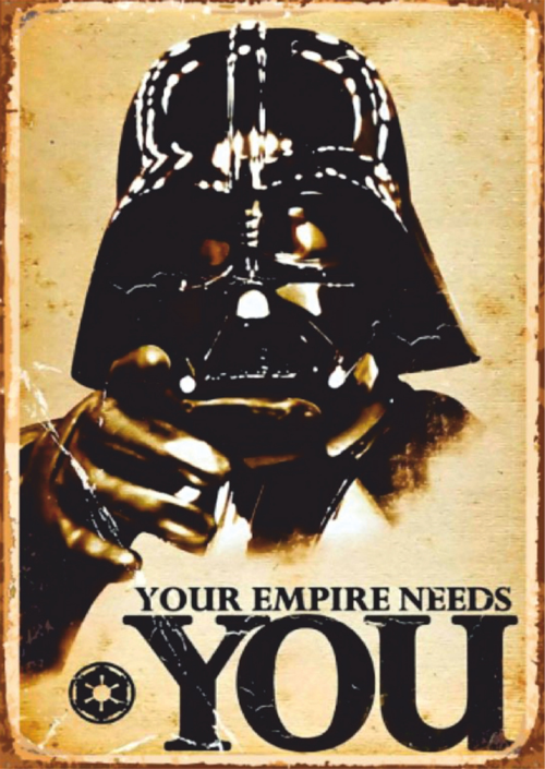 Your Empire Needs You Darth Vader Retro Ahşap Tablo - Star Wars Propaganda Tasarımı