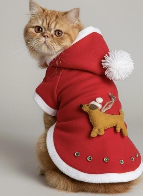 Buddy Kapşonlu Yılbaşı Kedi Sweatshirt Noel