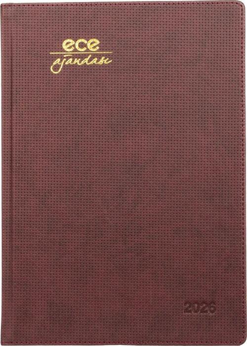 AJANDASI ÇEŞME 2026 Bordo - Haftalık 110 gr. İthal Kağıt Sert Kapak 19,5x28