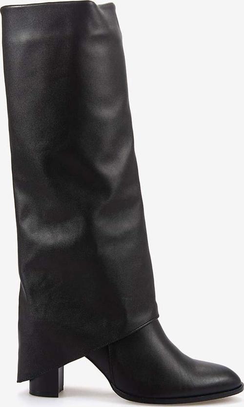 Hakiki Deri Kadın Topuklu Siyah Çizme 825