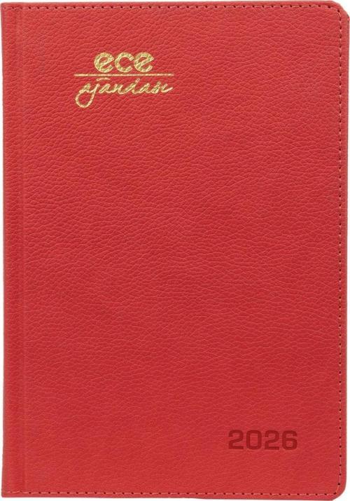 AJANDASI KEMER 2026 Kırmızı - Günlük Çizgili Sert Kapak 14x20