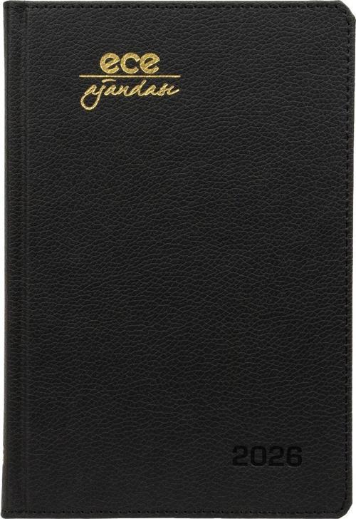 AJANDASI KEMER 2026 Siyah - Günlük Çizgili Sert Kapak 14x20