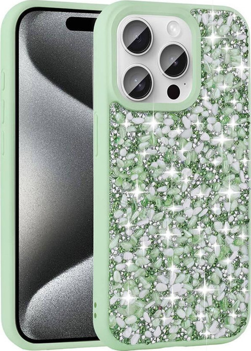 Apple iPhone 15 Pro Kılıf Parlak Taşlı Tasarım Zore Linea Kapak