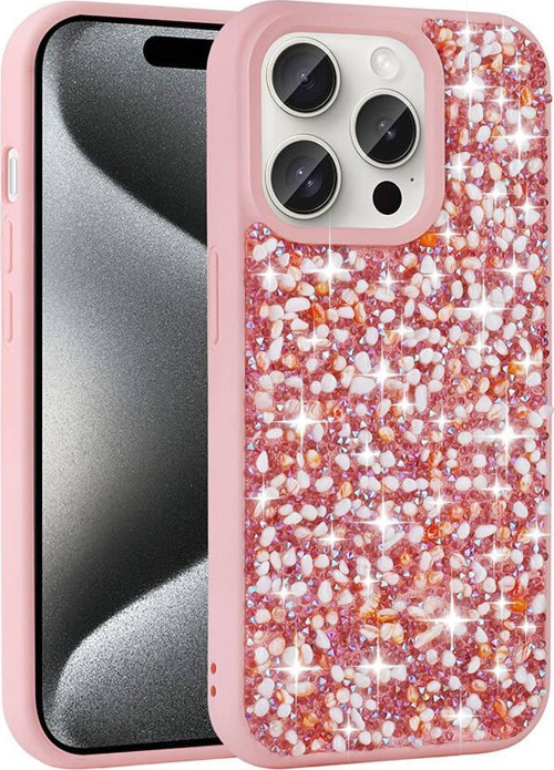 Apple iPhone 15 Pro Kılıf Parlak Taşlı Tasarım Zore Linea Kapak