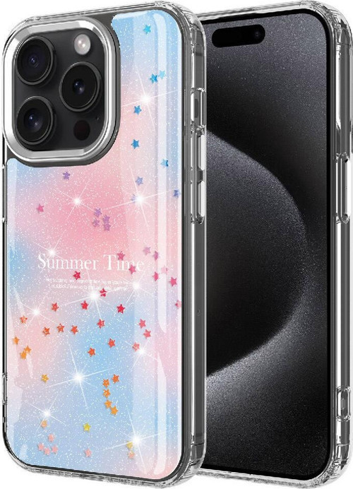 Apple iPhone 15 Pro Max Kılıf Simli Desenli Parlak Zore Task Kapak