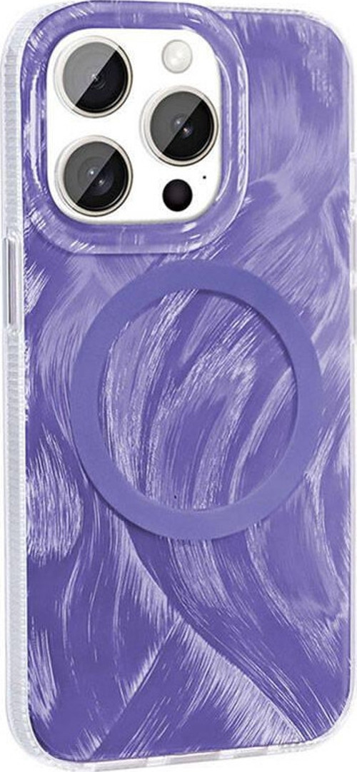 Apple iPhone 15 Pro Max Kılıf M-safe Şarj Özellikli Fırça Boya Desenli Zore Palet Kapak