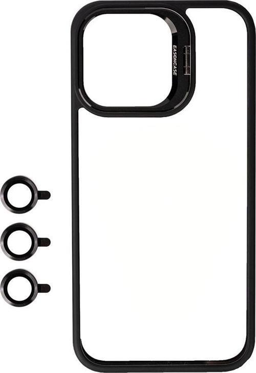 Apple iPhone 15 Pro Max Kılıf Kamera Lens Korumalı Standlı Zore Klon Lensli Kapak