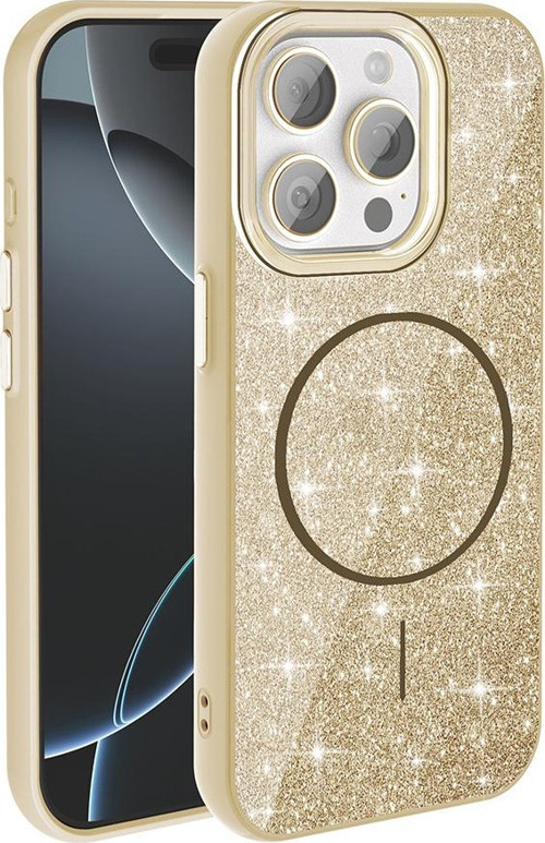 Apple iPhone 15 Pro Max Kılıf M-safe Şarj Özellikli Parlayan Simli Zore Okso Kapak